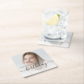 フォトブラックパーソナライズされたスクリプト21歳の誕生日 スクエアペーパーコースター (インサイチュ)