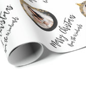 フォトブラックパーソナライズされた金ゴールドメリークリスマス ラッピングペーパー (ロールコーナー)