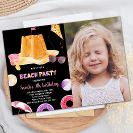 フォトブラックビーチ誕生日招待状 招待状