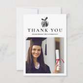 フォトブラックボウディスコボール卒業パーティー サンキューカード (正面)