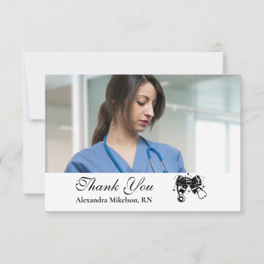 フォトブラックボウ看護学校卒業生 サンキューカード (正面)