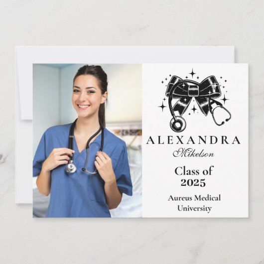フォトブラックボウ看護学校卒業生 案内状 (正面)