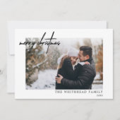 フォトブラックミニマルメリークリスマスホワイト シーズンカード (正面)