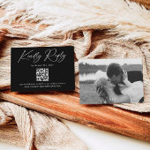 フォトブラックモダンウェディングRSVP エンクロージャーカード