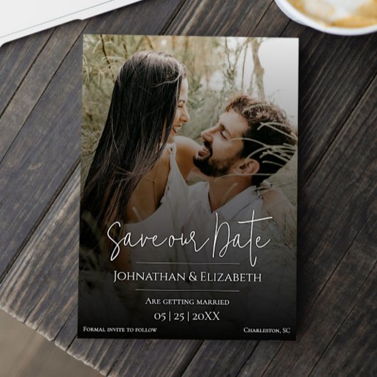 フォトブラックモダンオーバーレイのスクリプト セーブザデート