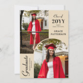 フォトブラックモダンクリーム卒業発表 招待状 (正面)