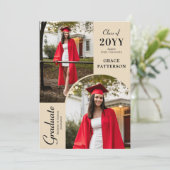 フォトブラックモダンクリーム卒業発表 招待状 (スタンド正面)