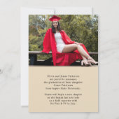 フォトブラックモダンクリーム卒業発表 招待状 (裏面)