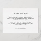 フォトブラックモダンゴールドフォイルグラッド発表 箔招待状 (裏面)