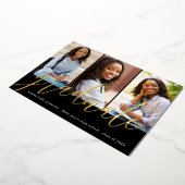 フォトブラックモダンゴールドフォイルグラッド発表 箔招待状 (回転した状態)