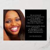 フォトブラックモダンゴールドフォイルグラッド発表 箔招待状 (裏面)