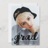 フォトブラックモダンススタイリッシュクリプト卒業 案内状 (正面)