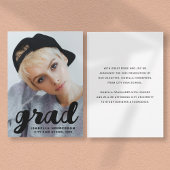 フォトブラックモダンススタイリッシュクリプト卒業 案内状