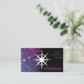 フォトブラックモダンピンクパープルグリッター付きグラデーション 名刺 (スタンド正面)