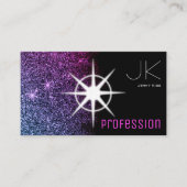 フォトブラックモダンピンクパープルグリッター付きグラデーション 名刺 (正面)