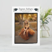 フォトブラックモダンフレームトレンディー卒業パーティー 招待状 (スタンド正面)