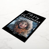 フォトブラックモダンメリークリスマス 箔シーズンカード (回転した状態)