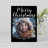 フォトブラックモダンメリークリスマス 箔シーズンカード (立ち正面)