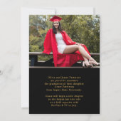 フォトブラックモダン金ゴールド卒業発表 招待状 (裏面)