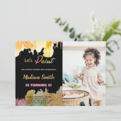 フォトブラックレッズ絵を描誕生日招待状 招待状 (スタンド正面)