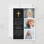 フォトブラック数々の金ゴールドクロス悔やみや弔慰葬儀 サンキューカード (正面)