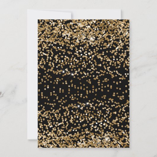 フォトブラック金ゴールドキッズガール4th誕生日パーティー 招待状 (裏面)