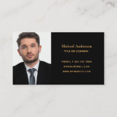 フォトブラック金ゴールドシティのスカイライン実在ビジネスエステート 名刺 (裏面)