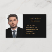 フォトブラック金ゴールドシティのスカイライン実在ビジネスエステート 名刺 (裏面)