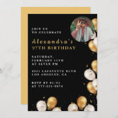 フォトブラック金ゴールドバルーン97歳 招待状 (正面/裏面)