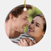 フォトブラック金ゴールド初めてのクリスマスミセス セラミックオーナメント (裏面)