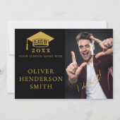 フォトブラック金ゴールド卒業会 招待状 (正面)