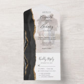 フォトブラック金ゴールド瑪瑙の食事の結婚選択 オールインワン招待状 (内側)