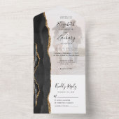 フォトブラック金ゴールド結婚アゲート オールインワン招待状 (内側)