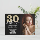 フォトブラック金ゴールド30素敵な誕生日パーティー 招待状 (スタンド正面)