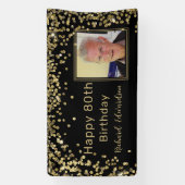 フォトブラック金ゴールド80誕生日 パーソナライズされた 横断幕 (縦)