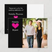 フォトブラック/ピンクハート日付ポストカードの保存2 案内ポストカード (正面/裏面)