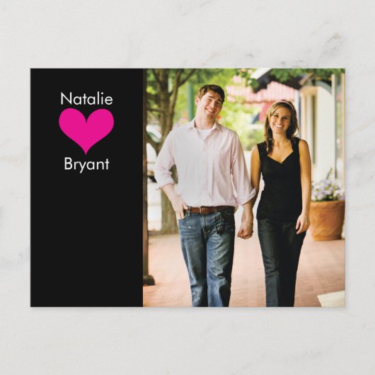 フォトブラック/ピンクハート日付ポストカードの保存2 案内ポストカード (正面)
