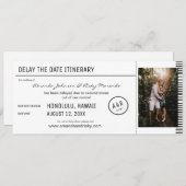 フォトブラック&ホワイトの宛先の遅延 招待状 (正面/裏面)