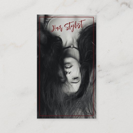 フォトブラック&ホワイトヘアスタイリスト美容師 名刺 (正面)