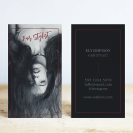 フォトブラック&ホワイトヘアスタイリスト美容師 名刺
