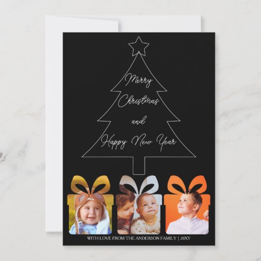 フォトブラック&ホワイトユニーククモダンリトメリーマス シーズンカード (正面)