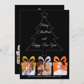 フォトブラック&ホワイトユニーククモダンリトメリーマス シーズンカード (正面/裏面)