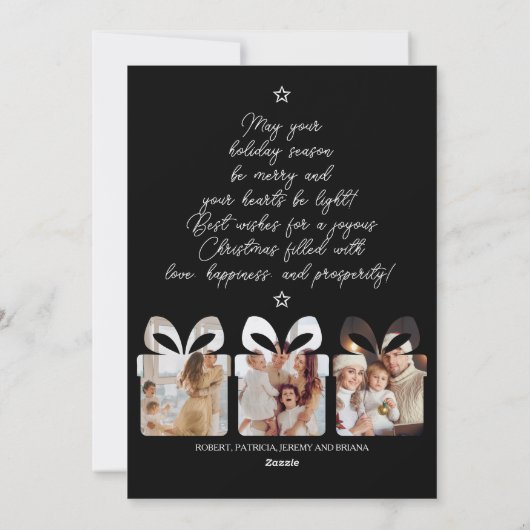 フォトブラック&ホワイトユニーククモダンリトメリーマス シーズンカード (裏面)