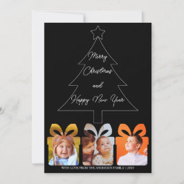 フォトブラック&ホワイトユニーククモダンリトメリーマス シーズンカード