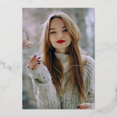 フォトブラック&モダン金ゴールドサプライズ誕生日パーティー 箔招待状 (裏面)