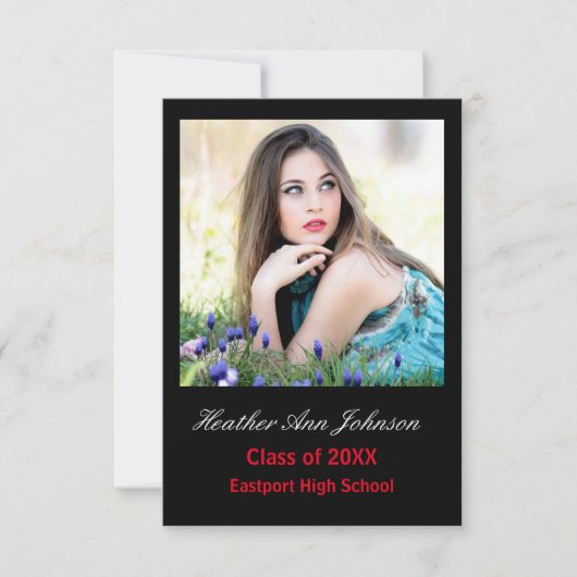 フォトブラック（縦） 2枚- 3x5グラフ版の発表 招待状 (正面)