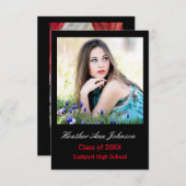 フォトブラック（縦） 2枚- 3x5グラフ版の発表 招待状 (正面/裏面)