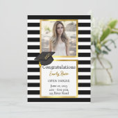 フォトブラック&金ゴールド卒業パーティー招待状 案内状 (スタンド正面)