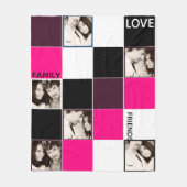 フォトブランケットパーソナライズされたピンクのナスのピンク フリースブランケット (正面)