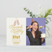 フォトブランチとバブルピンク21歳の誕生日 招待状 (スタンド正面)